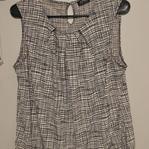 Jones New York Black and White Grid Blouse